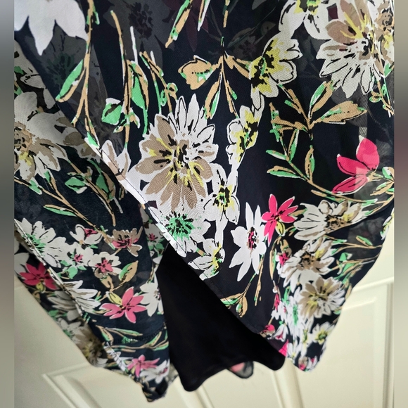 AB Studio XL Navy Blue Floral Sleeveless Midi Dress- Very Flattering! - Picture 4 of 7